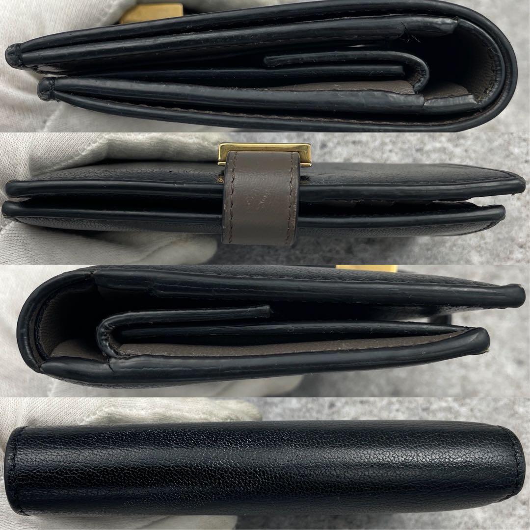 【美品】GIVENCHY ジバンシー 折り財布 黒 ブラック オーブ レザー