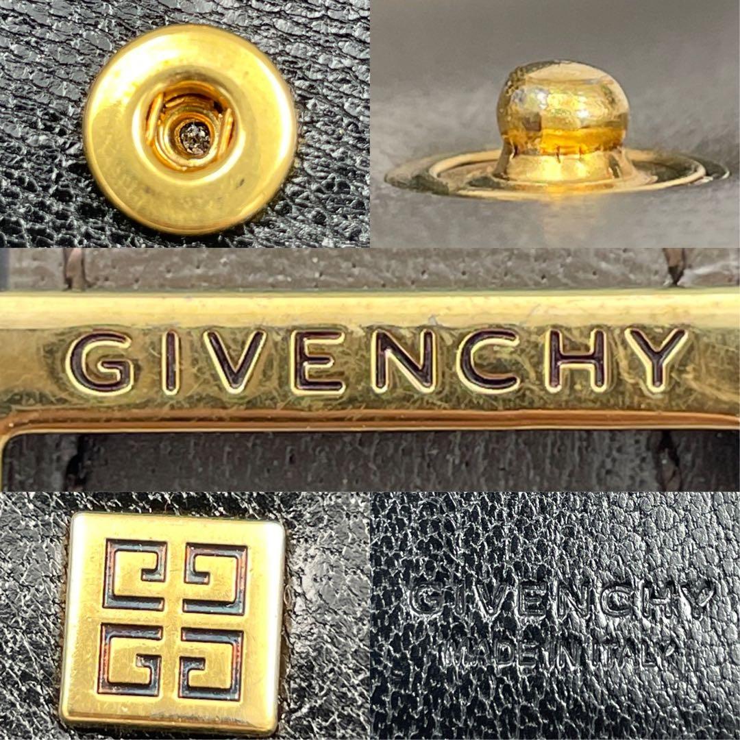 【美品】GIVENCHY ジバンシー 折り財布 黒 ブラック オーブ レザー
