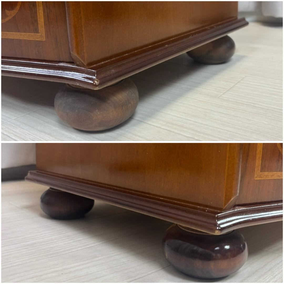 イタリア　象嵌細工　5段チェスト　丸脚