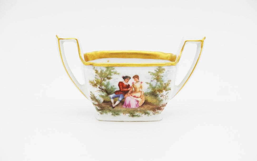 ⚡1920年代・手彩色ティーセット: ドイツ・フラウロイト