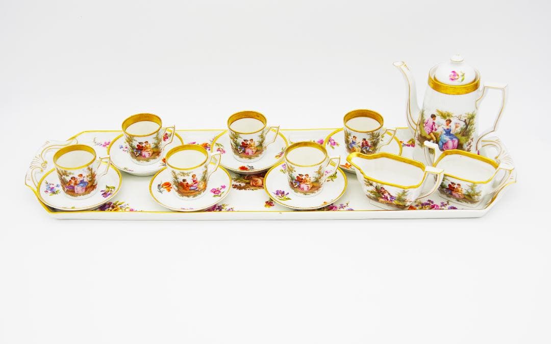 ⚡1920年代・手彩色ティーセット: ドイツ・フラウロイト