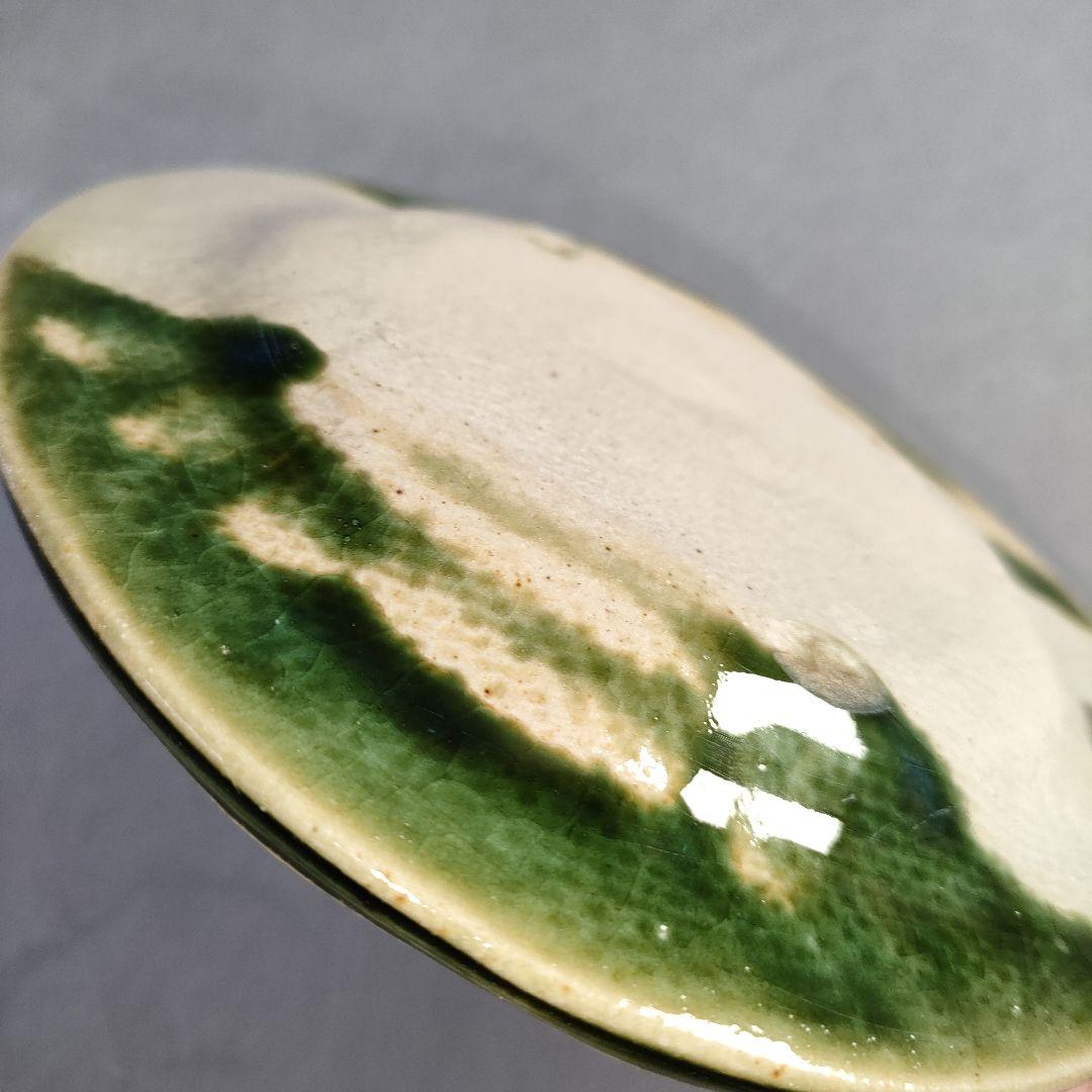 A1207-3/織部焼/加藤光右衛門 造/織部土有粗文字銘々皿5客/共箱/飾皿/