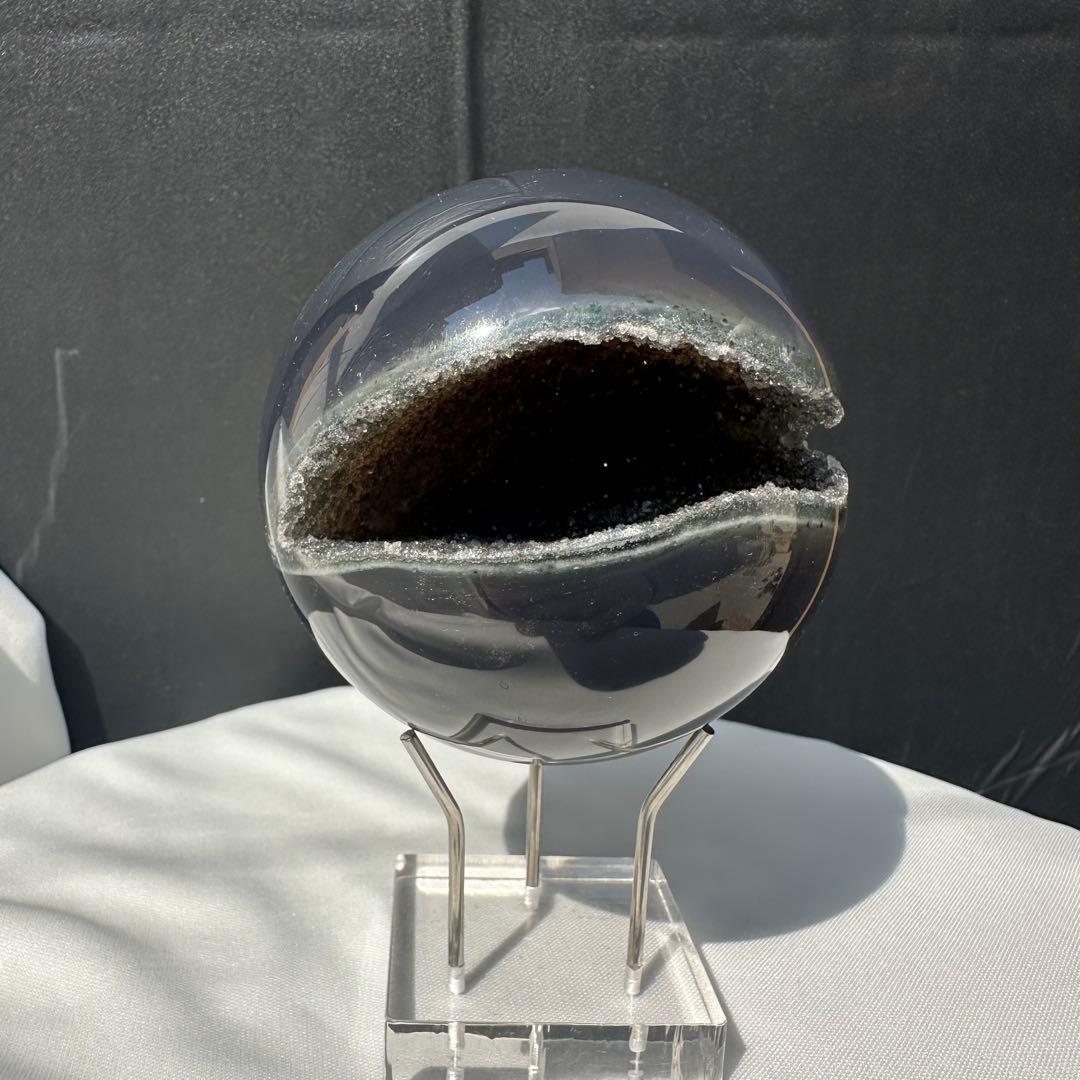 天然石グリーン瑪瑙の笑い口　置物　D.157