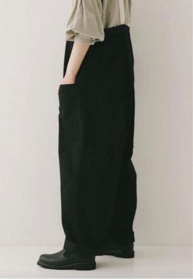 ふくすきnest Robeコットンツイル デッキサロペット ブラック