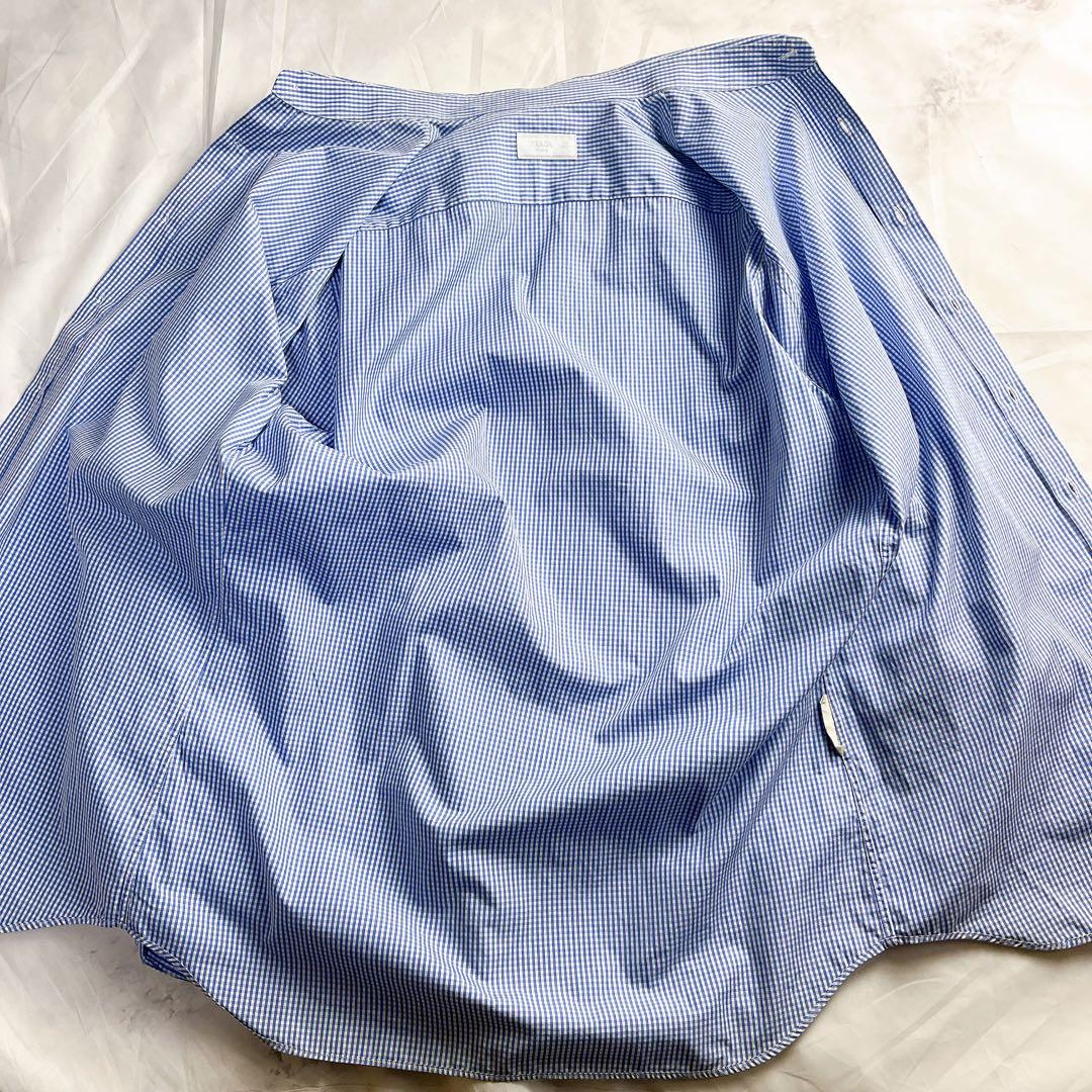 【美品】PRADA プラダ XL〜XXLギンガムチェック シャツ ブルー 45