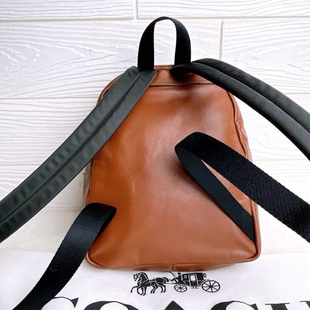 極美品☆COACHコーチ リュック バックパック シグネチャー ブラウンレザー