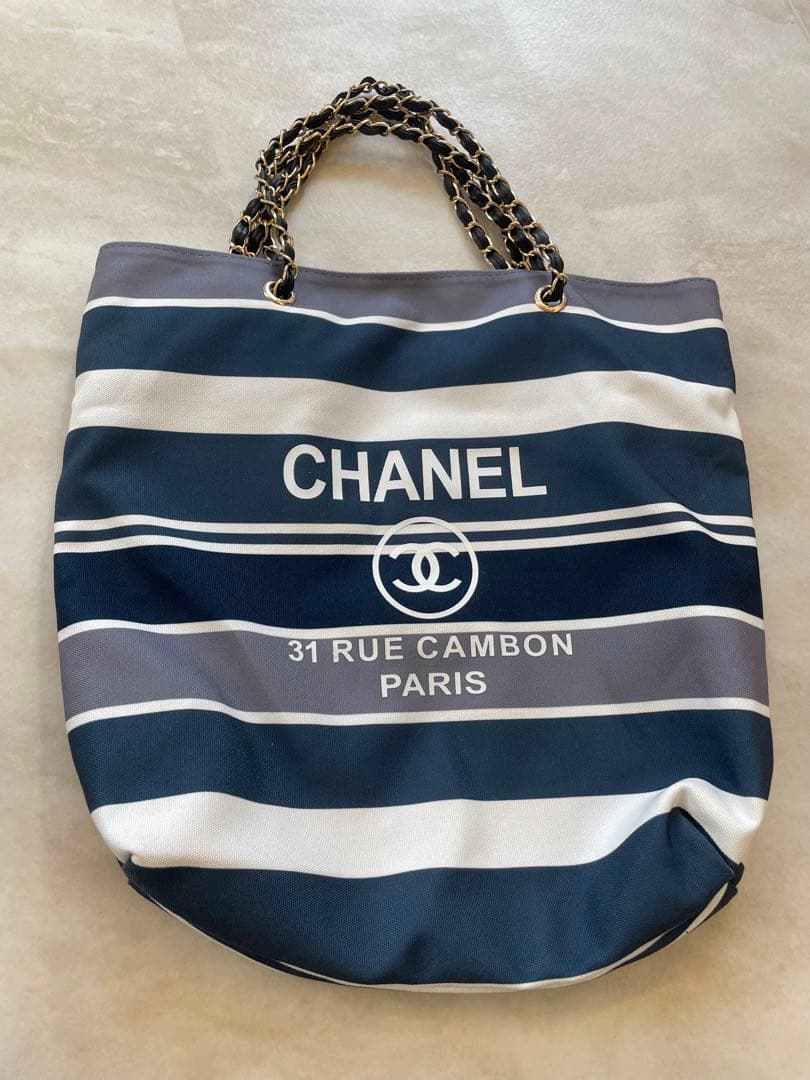 CHANEL ノベルティ　ストライプ トートバッグ 大容量