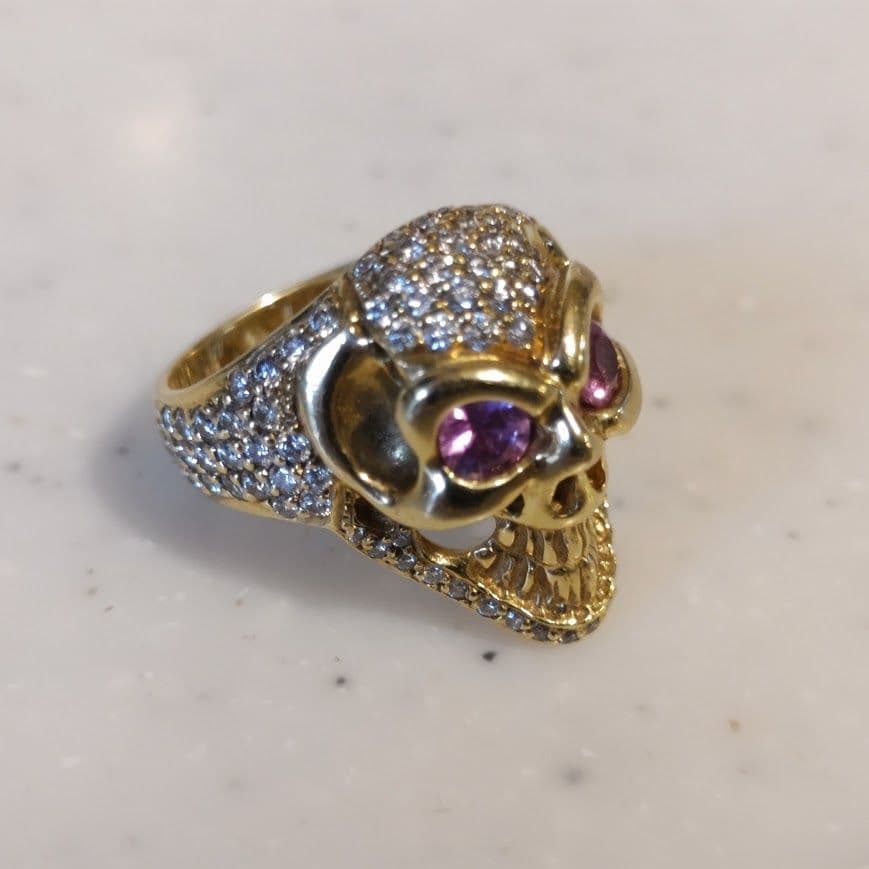 Bill Wall Leather スカル 18K ダイヤモンドパヴェ 11号