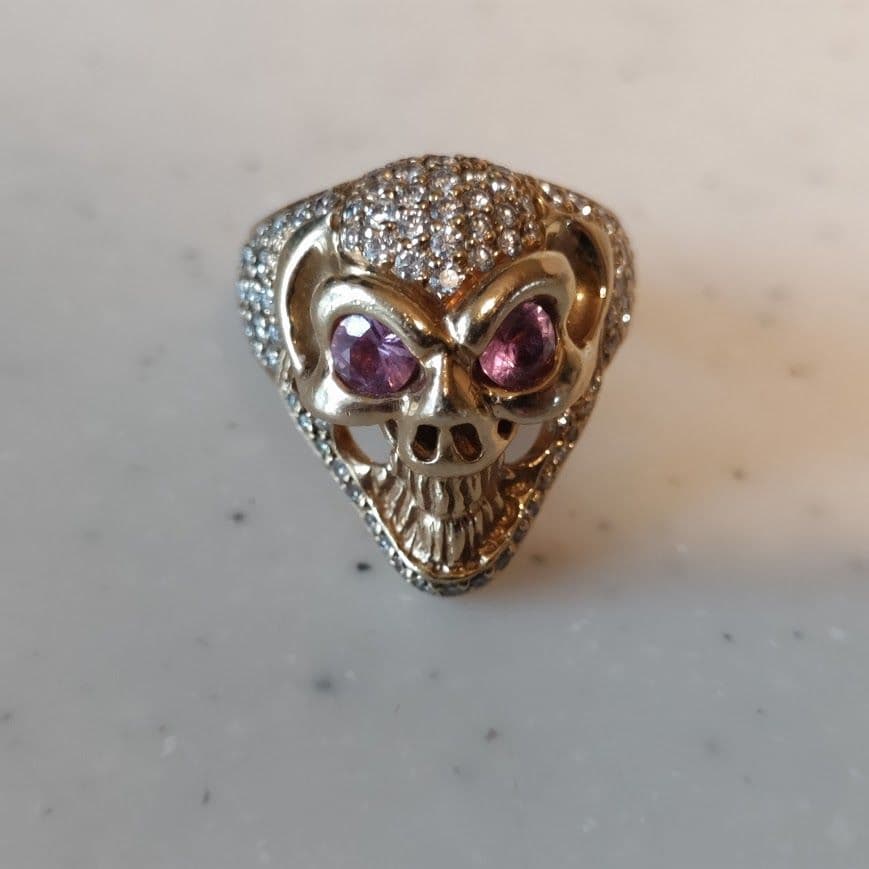 Bill Wall Leather スカル 18K ダイヤモンドパヴェ 11号