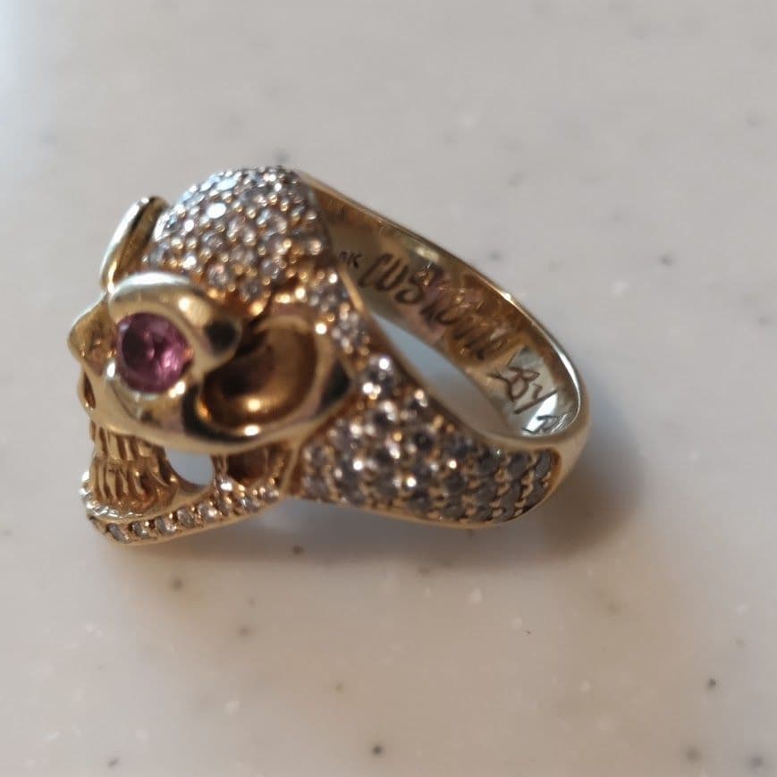 Bill Wall Leather スカル 18K ダイヤモンドパヴェ 11号