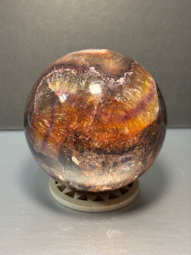 レア　オーラライト23 フローライト共生　スフィア　7.42cm 絶妙な美色