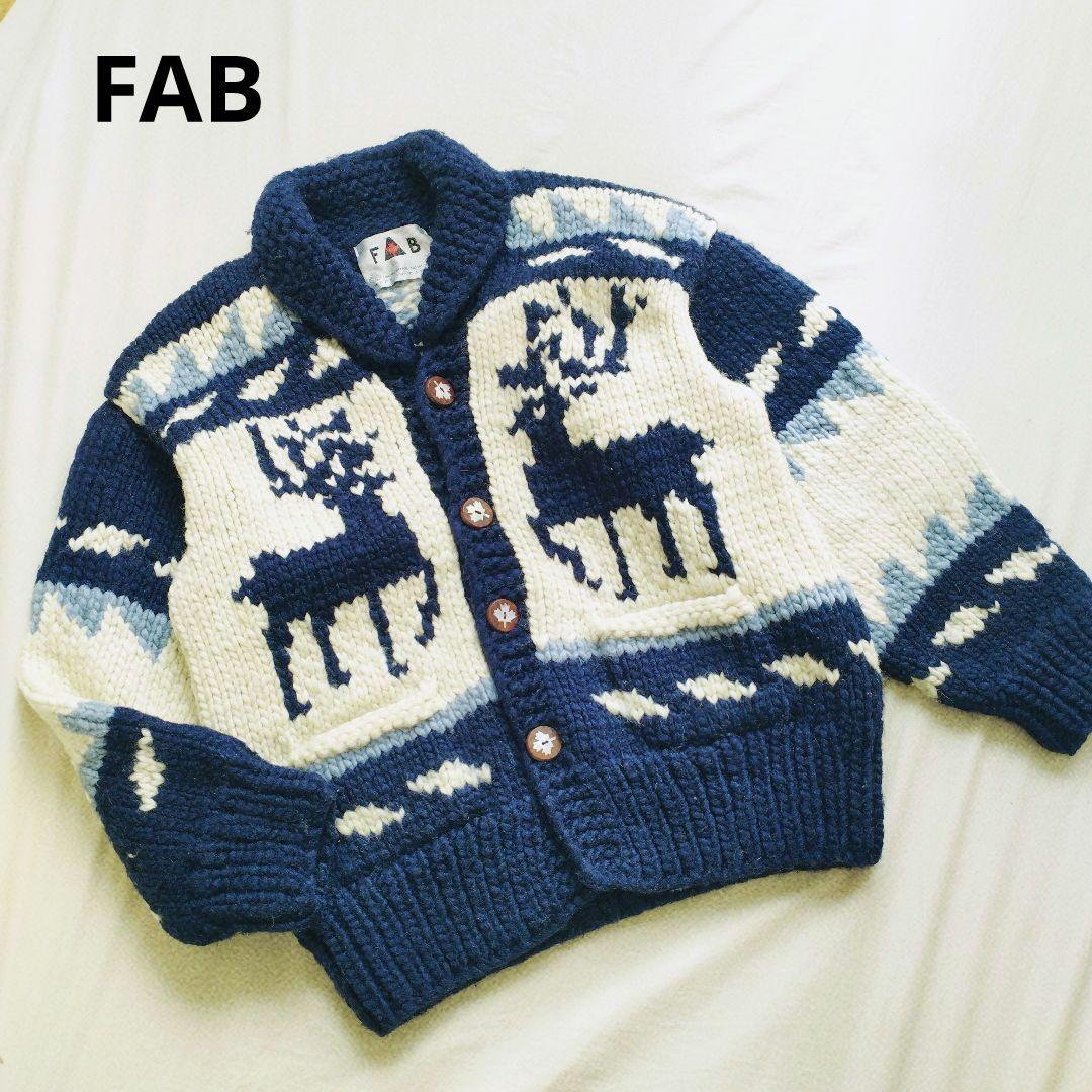 【FAB】カナダ製 カウチンニット カーディガン トナカイ