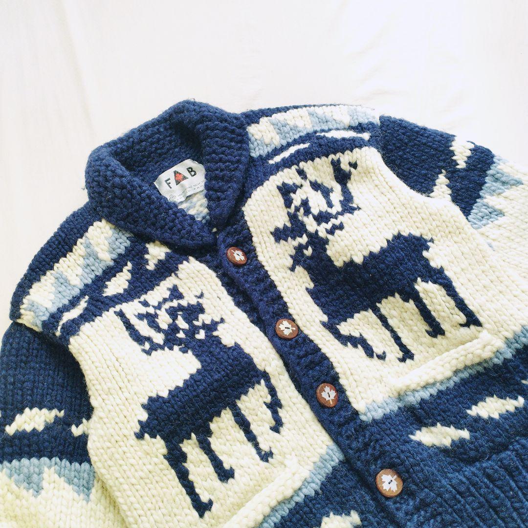 【FAB】カナダ製 カウチンニット カーディガン トナカイ