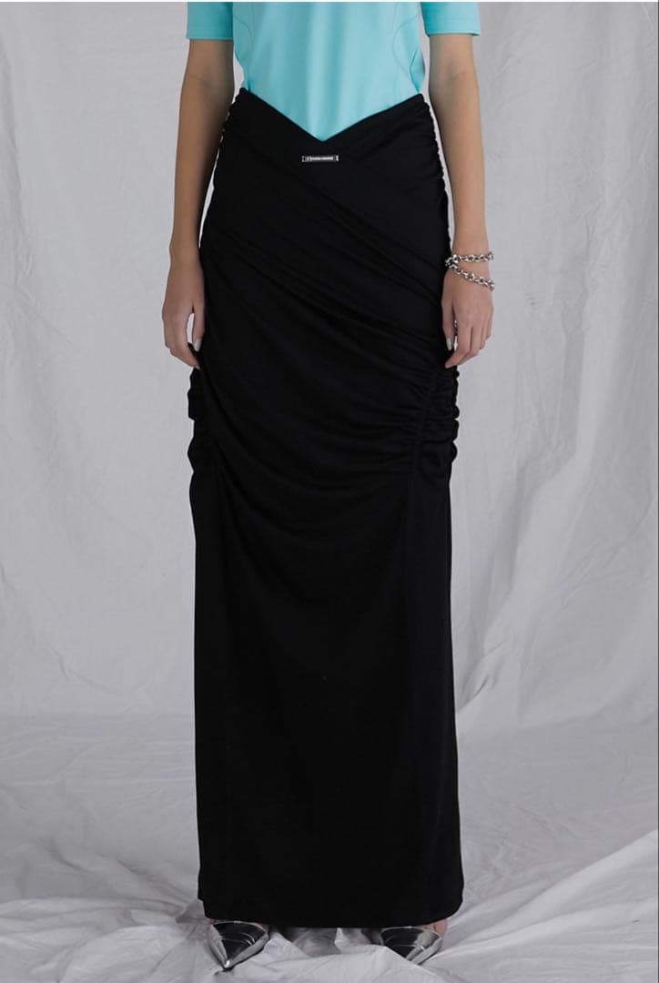 PRANK PROJECT ブラックドレープロングスカート