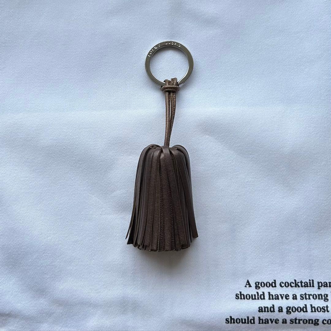 お値下げ ロエベLOEWE ブロンズ色レザー フリンジ キーリング