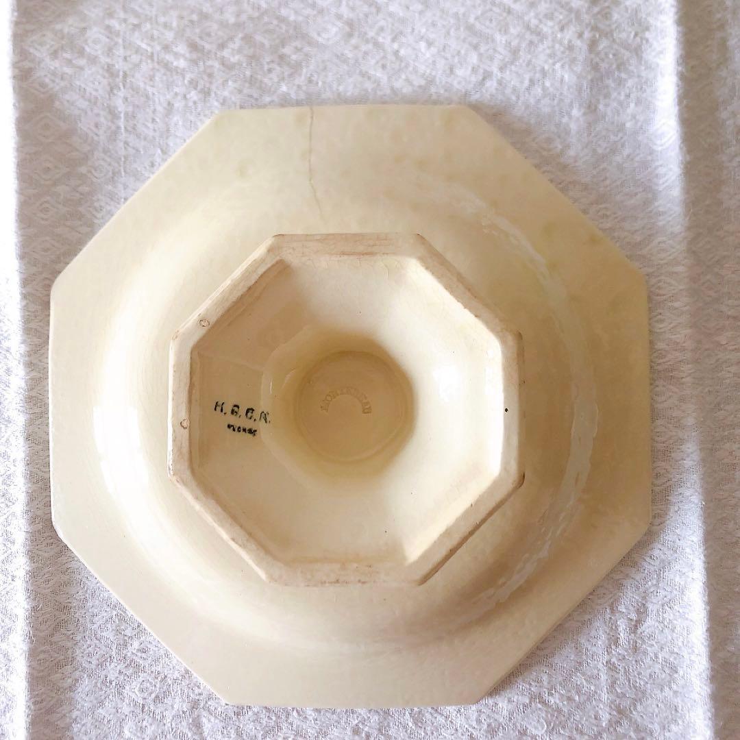 希少　クレイユモントロー　オクトゴナルケーキスタンド　フランスアンティーク食器