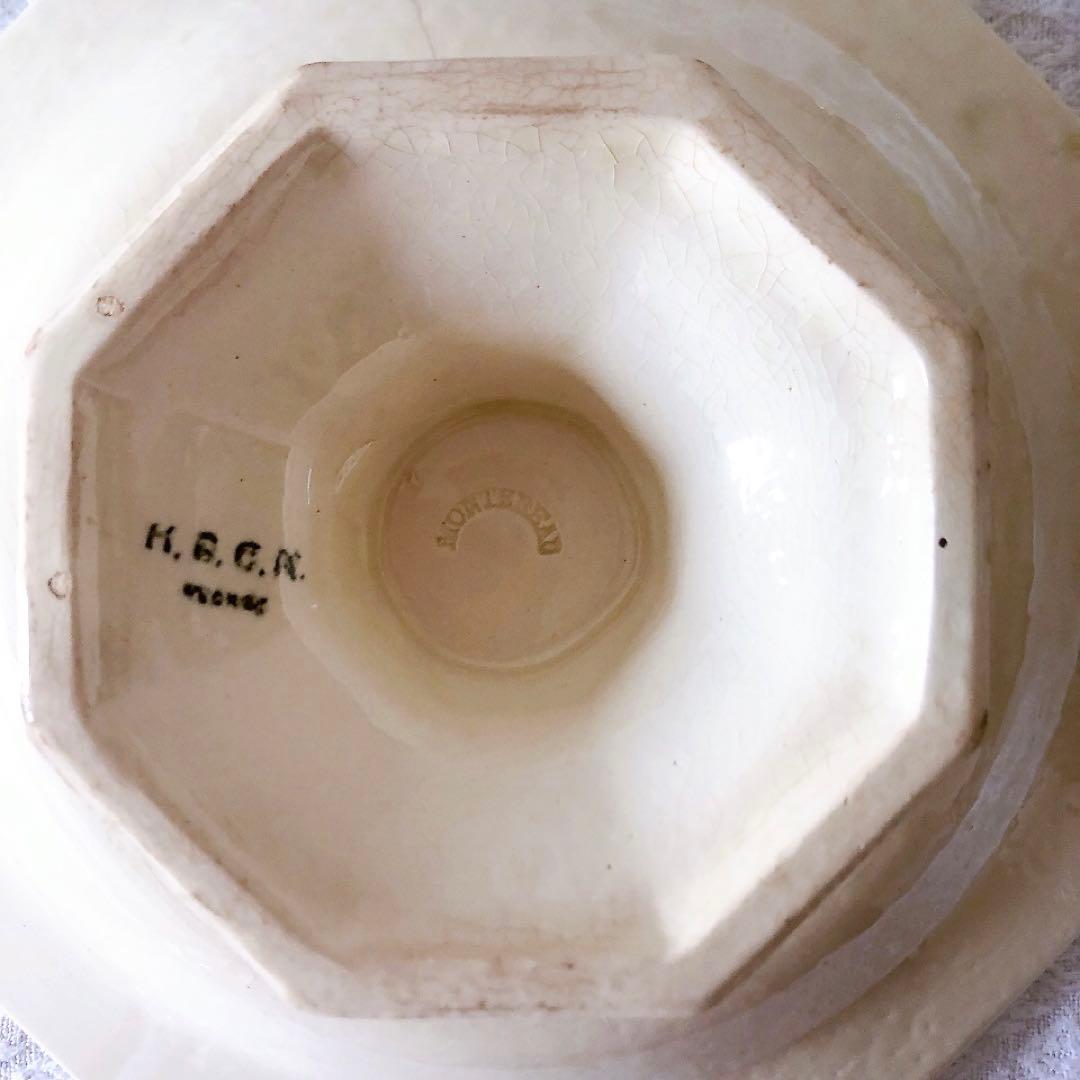 希少　クレイユモントロー　オクトゴナルケーキスタンド　フランスアンティーク食器