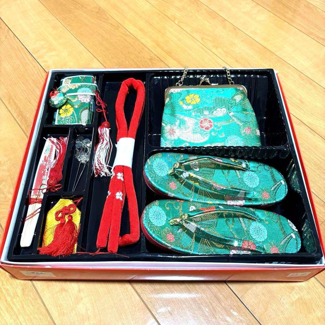 七五三　女の子　筥迫セット 祝い帯　帯揚げ　しごき