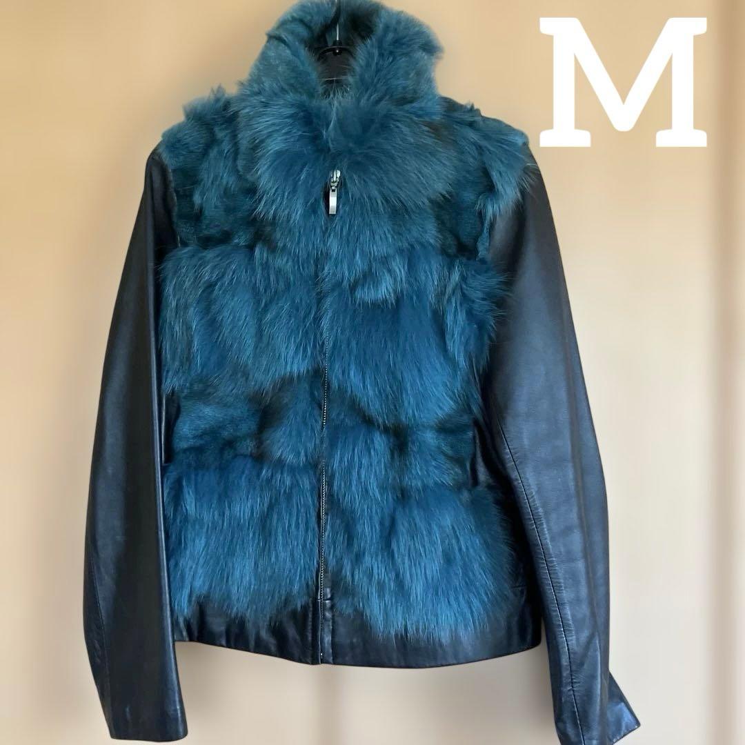 レザーとリアルファーのコンビジャケット毛皮 Mサイズ メンズレディースOK
