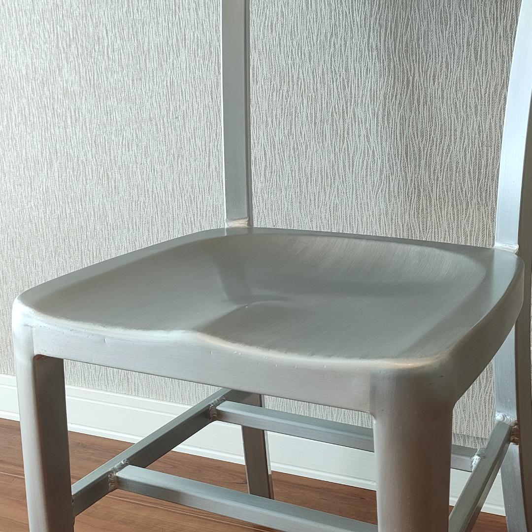 ヴィンテージ　アルミニウム 　チェア　座刳り　サイドチェア①