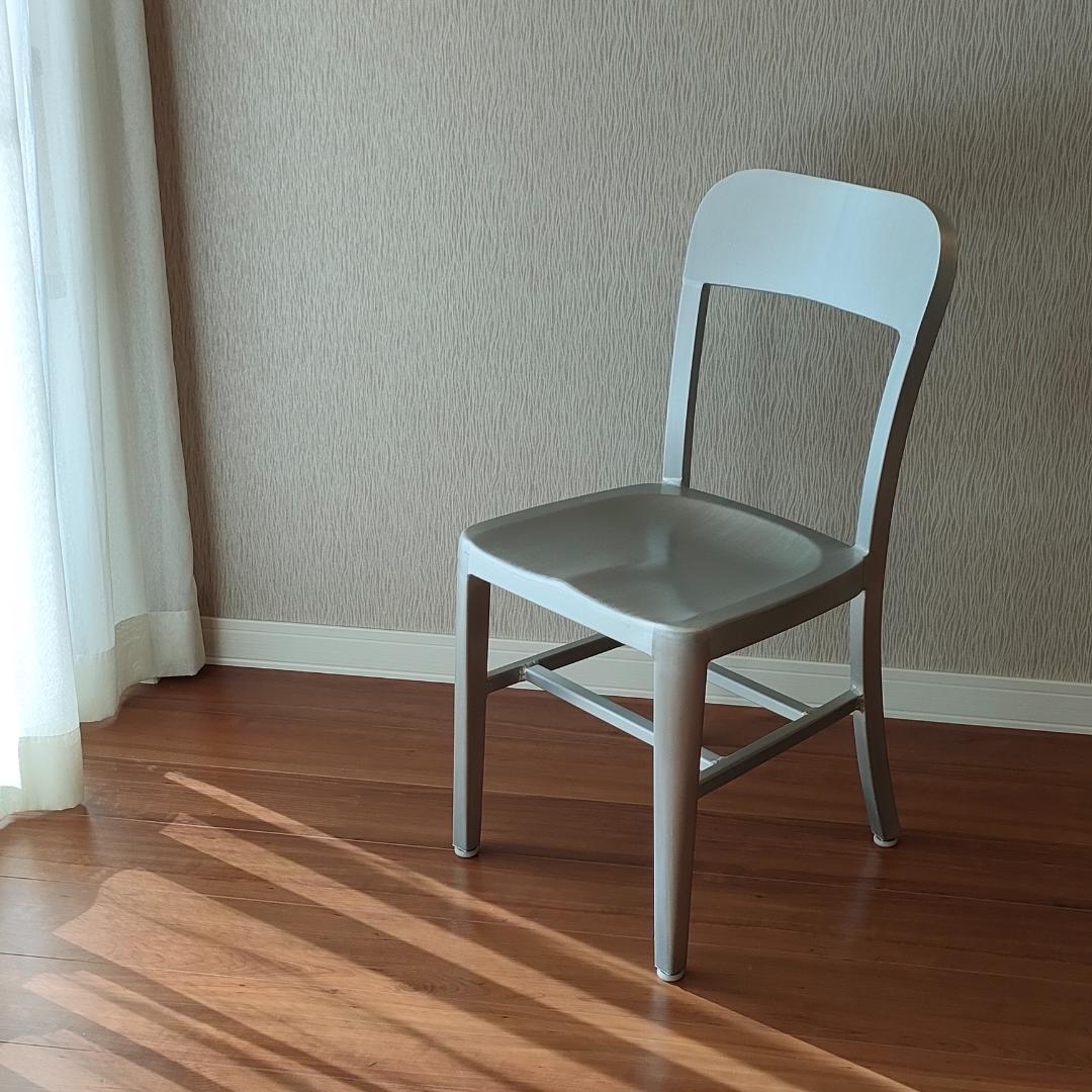 ヴィンテージ　アルミニウム 　チェア　座刳り　サイドチェア①