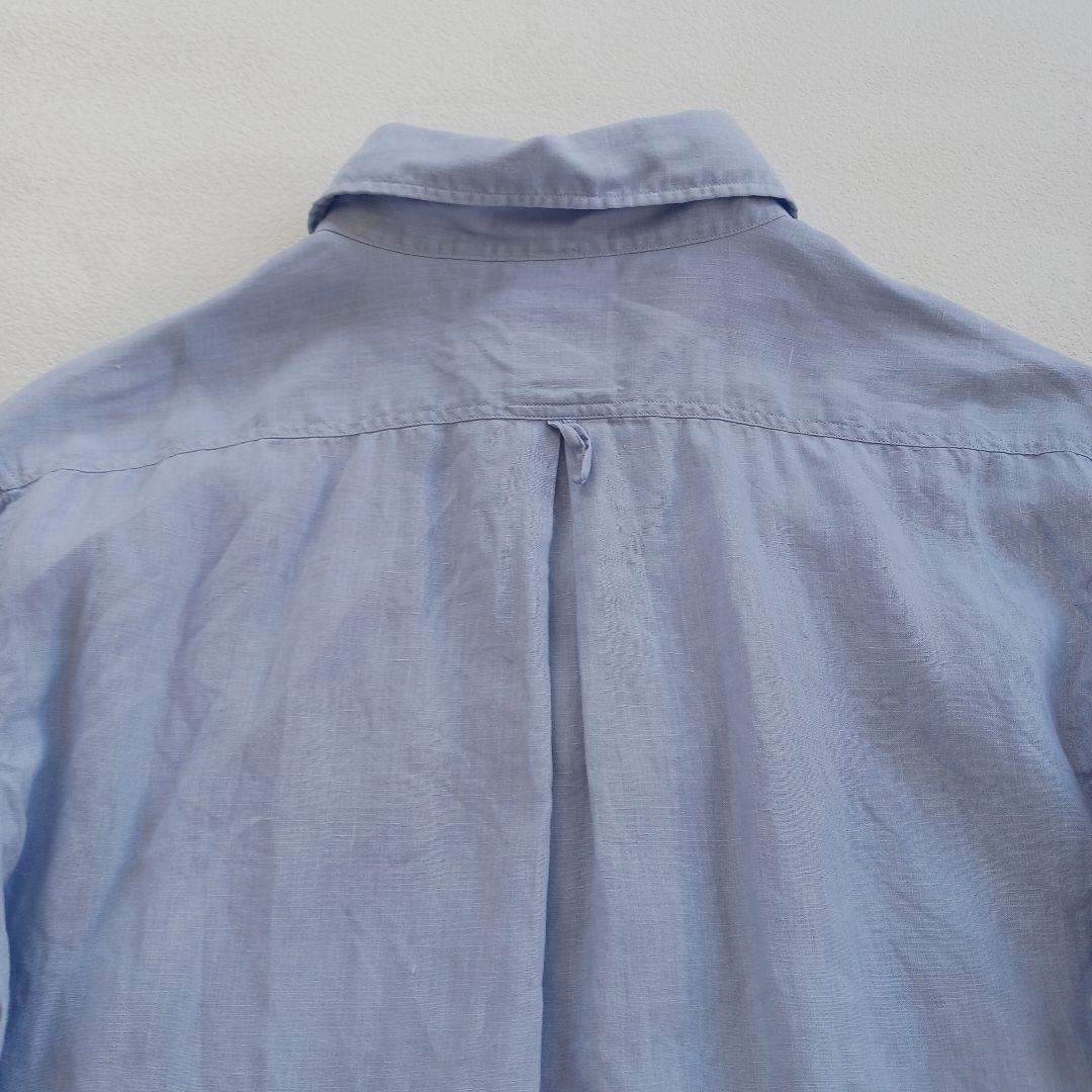 ダントン リネン100% ラウンドカラープルオーバーシャツ 40 ライトブルー