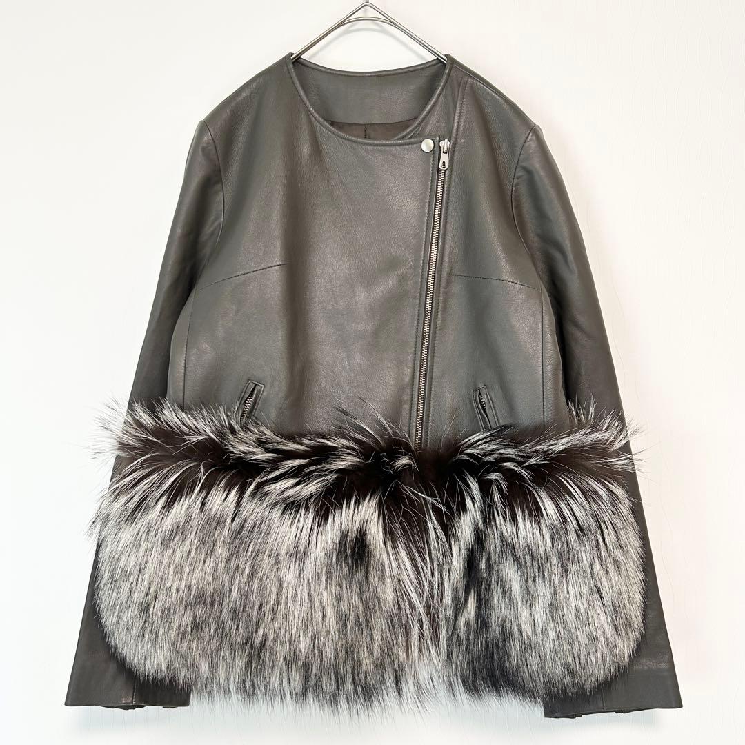 ライダースジャケット イタリア製生地 ラムレザー ファー M
