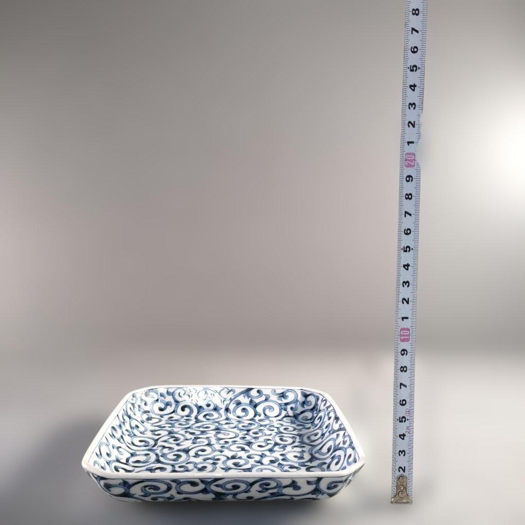 A1385-6/たち吉 橘吉/染付蛸唐草文四方皿5客/銘々皿/飾皿/懐石道具/