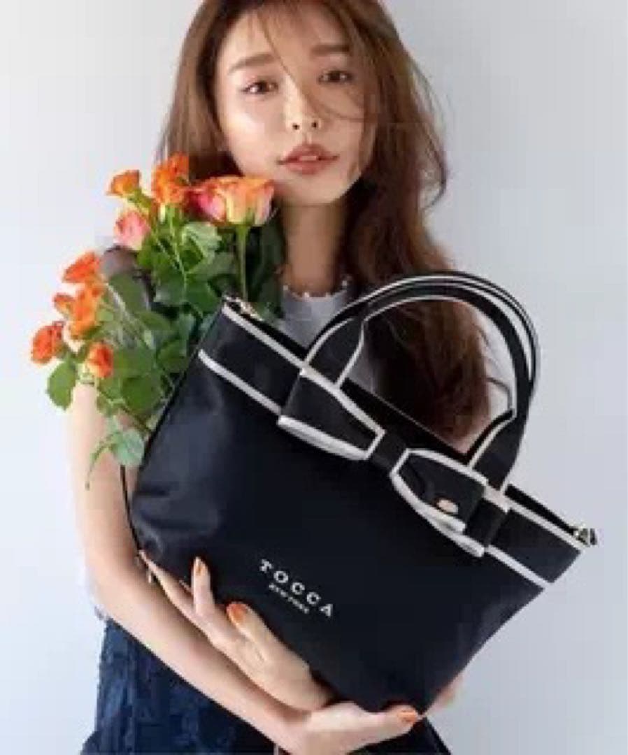 未使用品、TOCCA 【撥水】BICOLOR リボン付き2wayトートバッグ