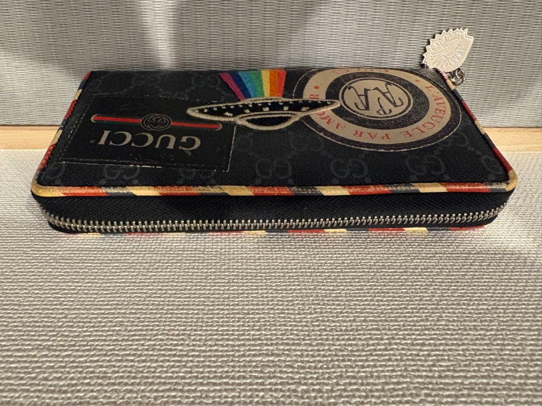 【希少】グッチ ナイト クーリエ ラウンドジップウォレット 長財布 ブラック