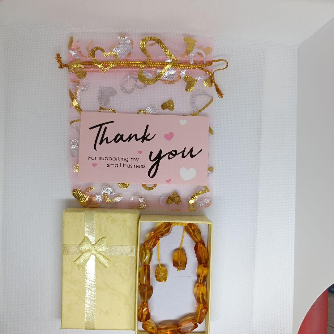 天然琥珀 多角形ビーズブレスレット