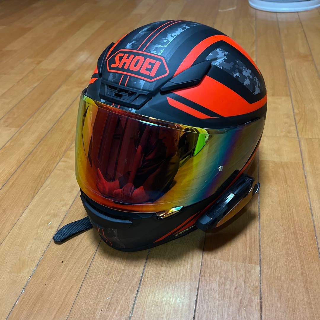 SHOEI フルフェイスヘルメット オレンジ/ブラック　ビーコム付き　サイズL