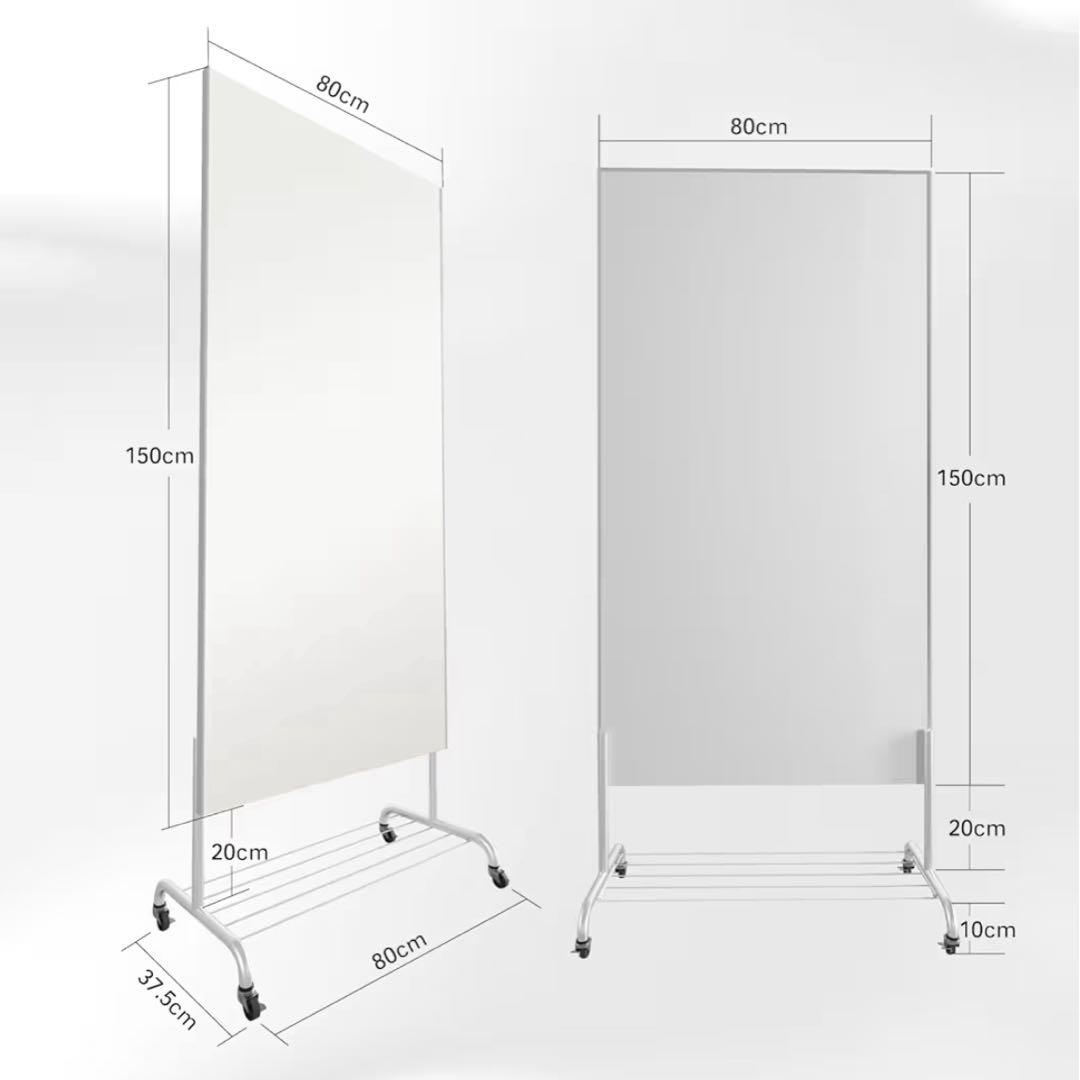 キャスター付きスタンドミラー 80cm x 150cm