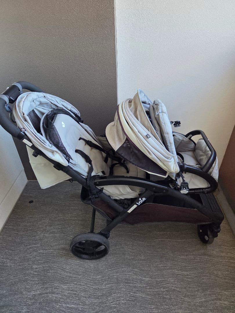 0405　Joie 2人乗りベビーカー グレー