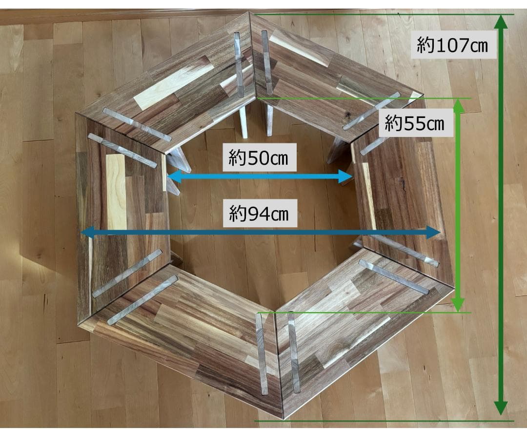 ヘキサゴンテーブル ヘキサテーブル 囲炉裏テーブル 組み立て式