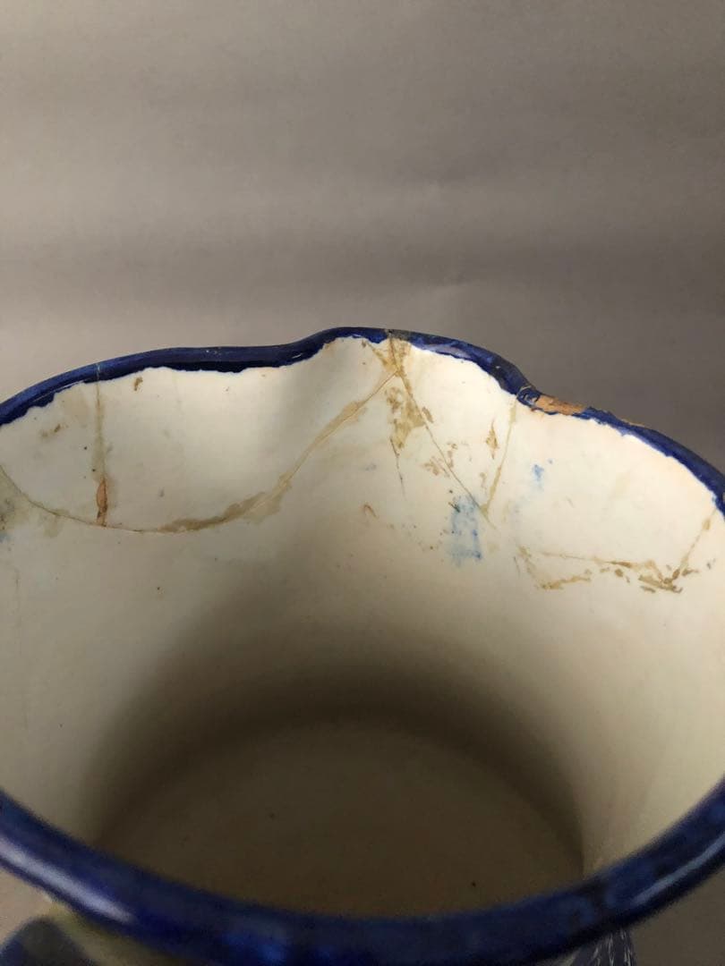 スペイン骨董　古陶 陶器　マニセス焼の水差し、ピッチャー　アンティーク