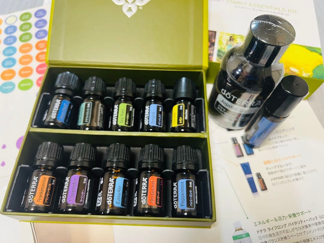 doTERRAファミリーエッセンシャルズキット+ホホバオイル+ペパーミントタッチ