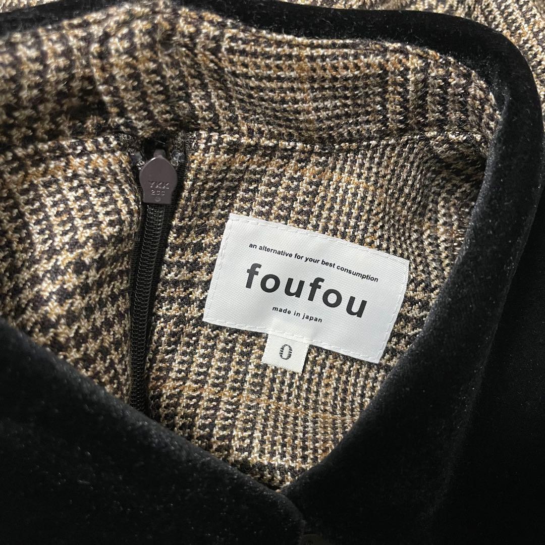 foufou グレンチェックラウンドカラーワンピース