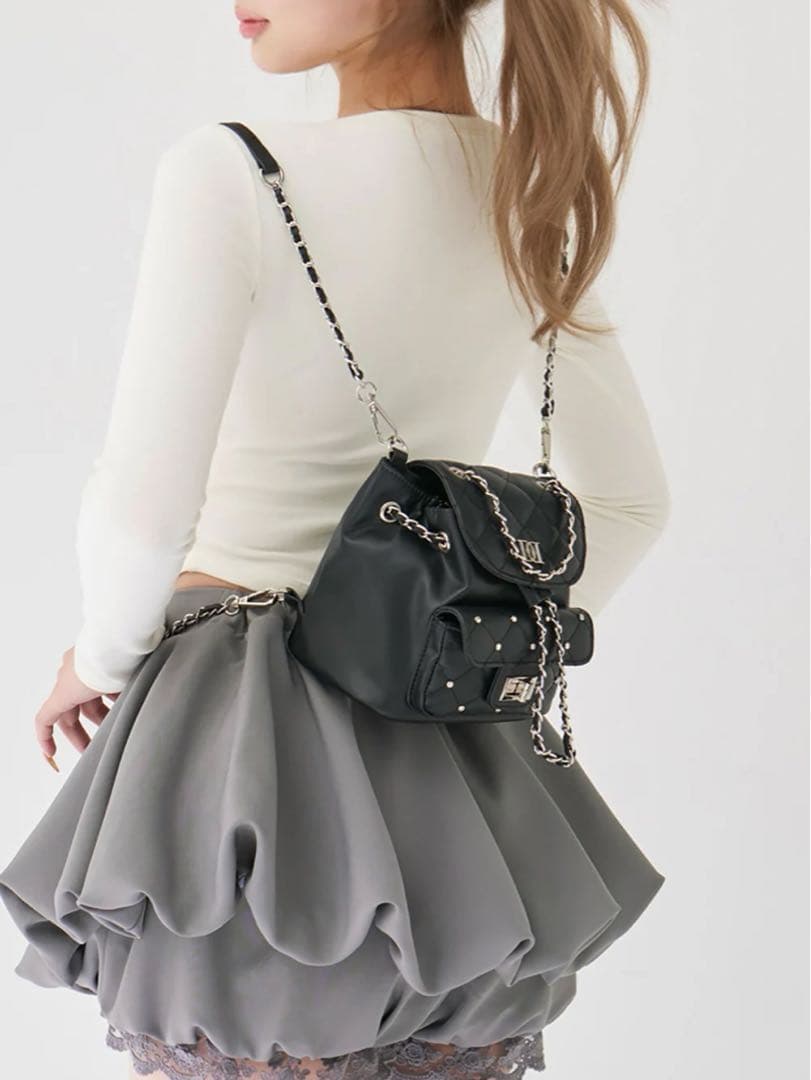 ☘️新品未使用☘️ダーリッチ　キルティングビジューミニリュック　BLK ブラック