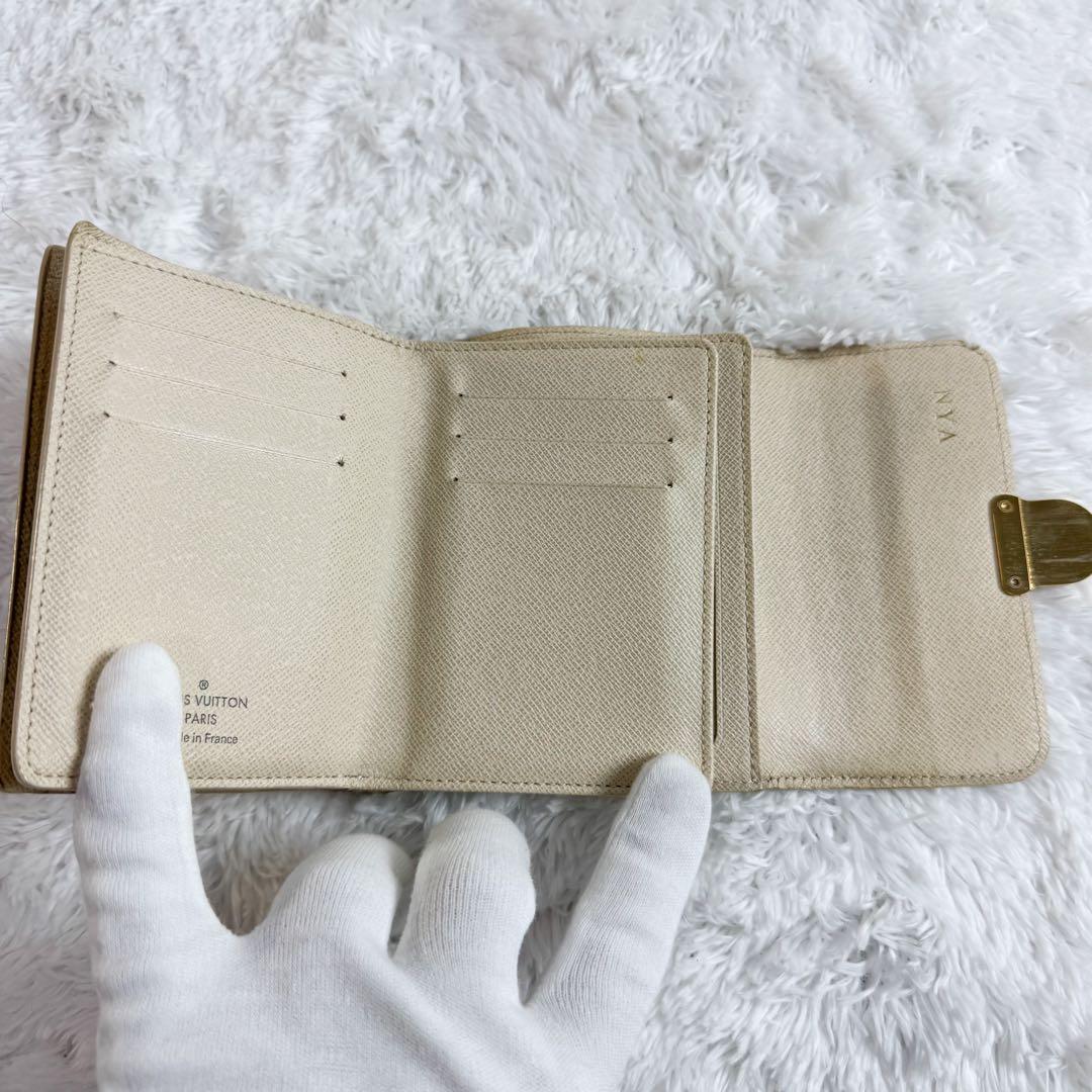 ルイヴィトン ダミエアズール ポルトフォイユ ジョイ 3つ折り財布 白
