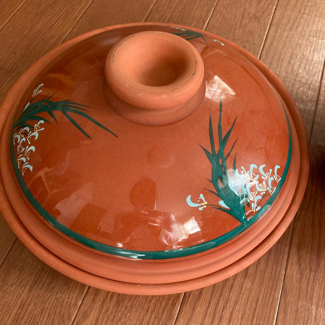 メキシカン　陶器製 花柄鍋セット 大小2点