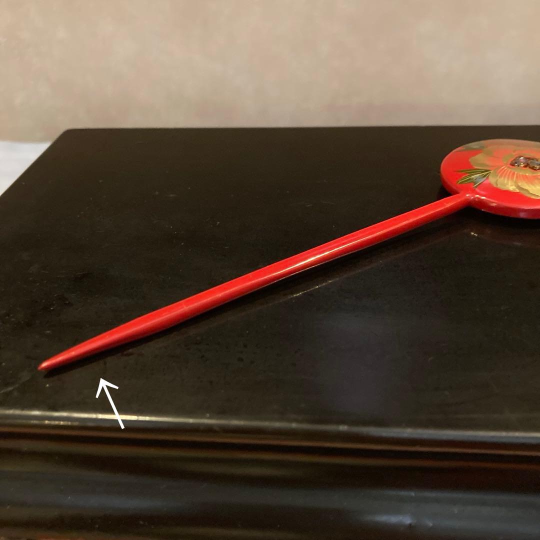 専用　雨に咲く花　美しアンティーク　菊と藤下がりの簪　金属簪　櫛平打ち　Uピン簪