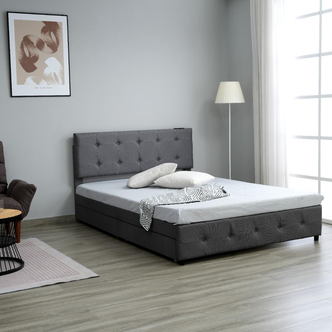 ths さま専用【D・ダブル】 ファブリックベッド ベッドフレーム ダークグレー