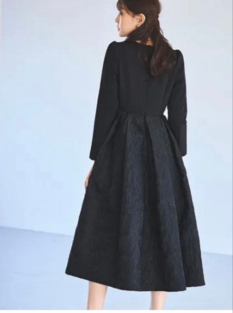 【美品】ルイルエブティック　ふくれジャガードドッキングワンピース　S フォーマル