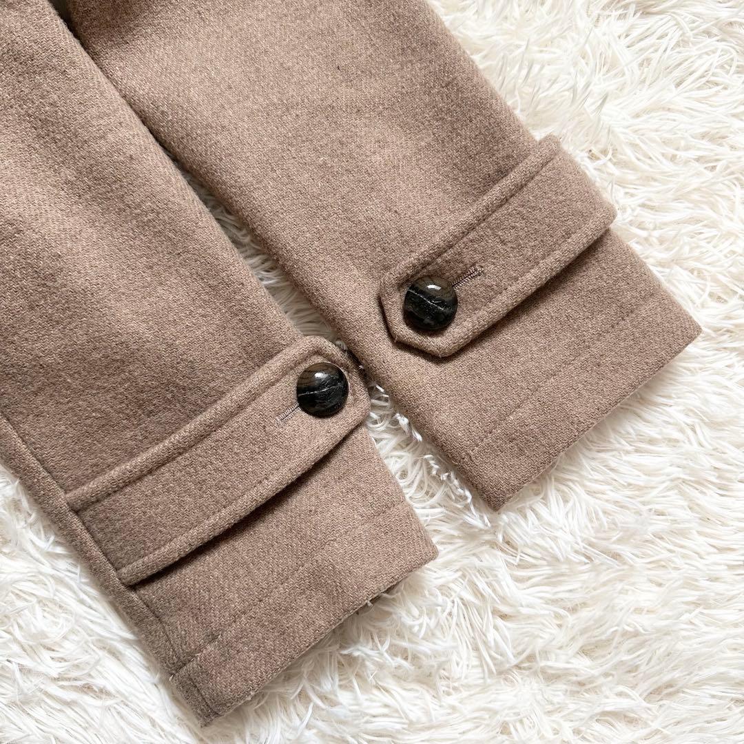 バーバリーブルーレーベル ダッフルコート　ノバチェック ショート キャメル M