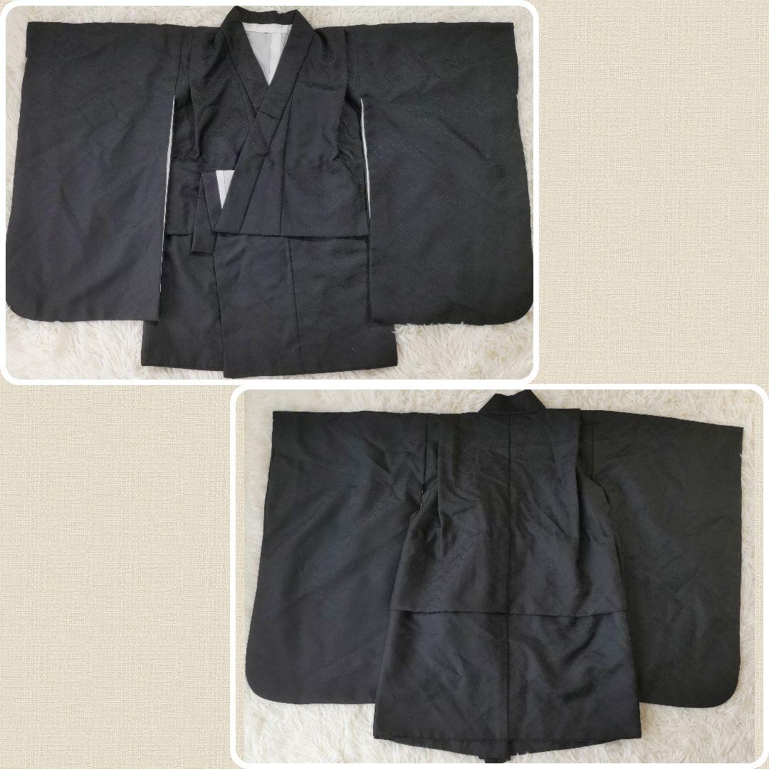 七五三 男の子 羽織 袴 肌襦袢 黒着物 金襴 帯 懐剣 白足袋 鷹 波 5歳