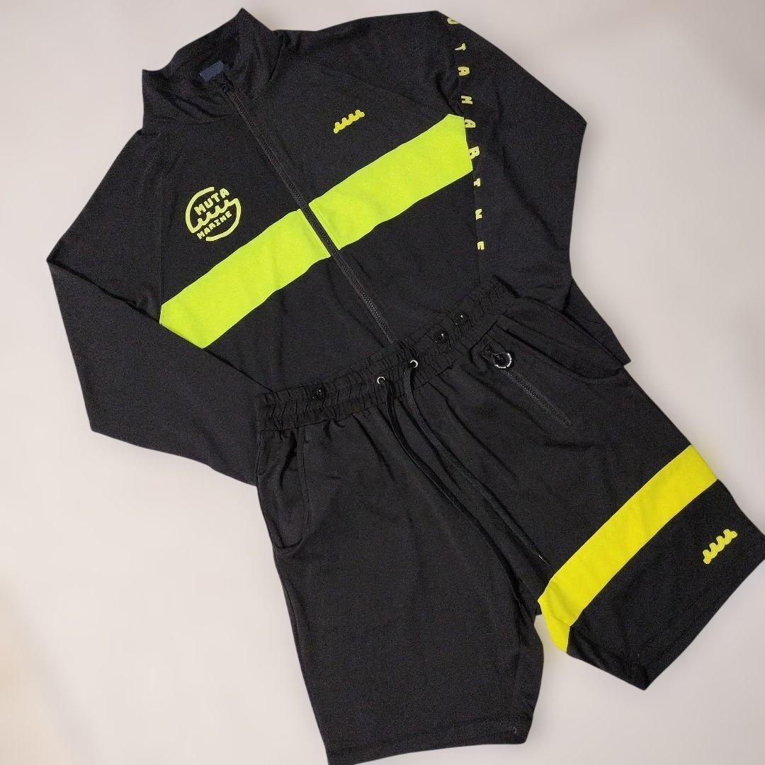 【大きいサイズ】ムータマリン　セットアップ　ストレッチ　黒×黄　サイズ6