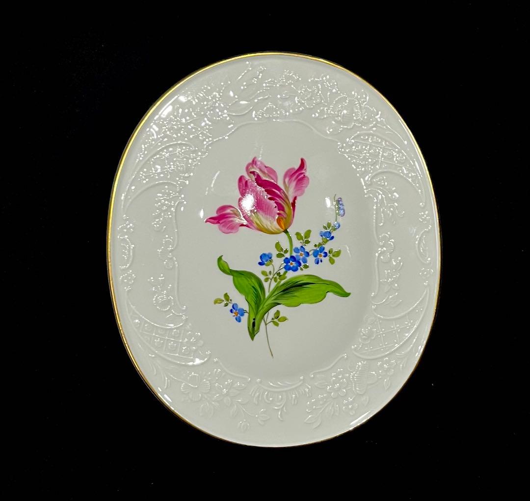 Meissen マイセン /※ 1級品 金彩 フラワーブーケ　レリーフ　陶板
