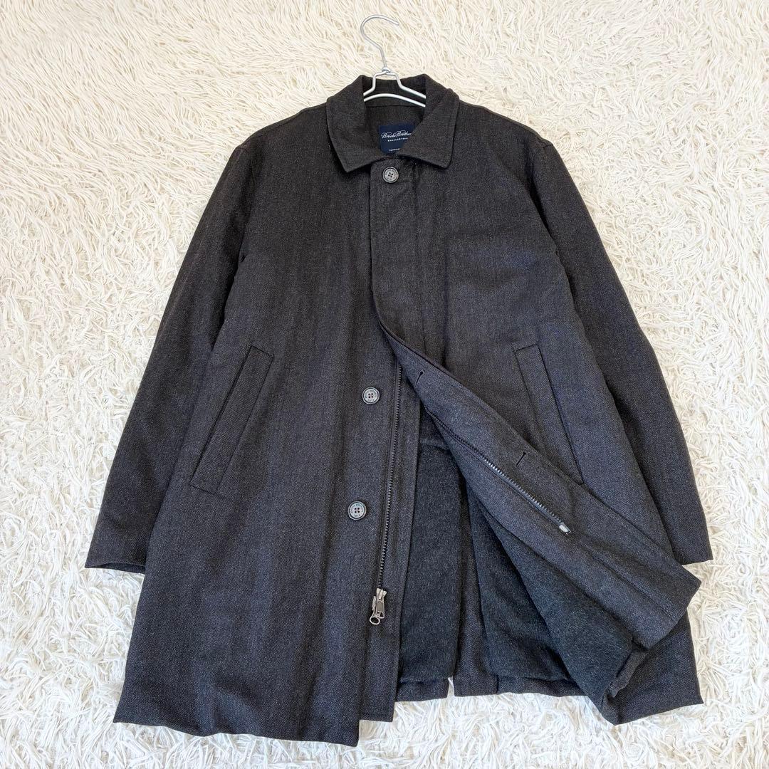 美品 ブルックスブラザーズ 中綿ステンカラーコート ロロピアーナ ウール M
