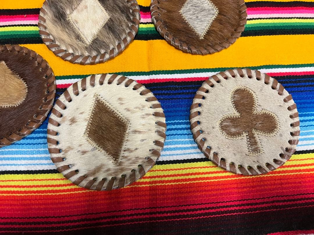 ヴィンテージ ハラコ リアルレザー コースター アクセサリー置き　キャンプ